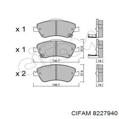 822-794-0 Cifam колодки тормозные передние дисковые