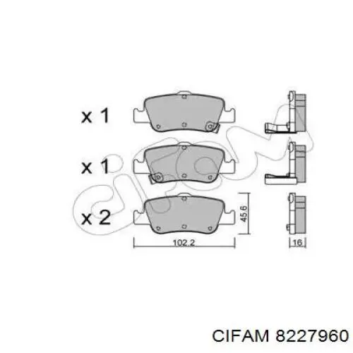 Задние тормозные колодки 8227960 Cifam