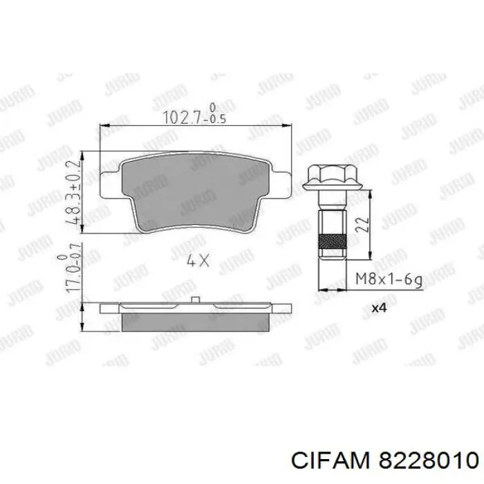 Задние тормозные колодки 8228010 Cifam