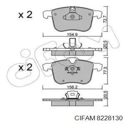 Передние тормозные колодки 8228130 Cifam