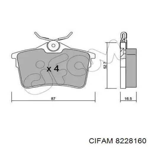 Колодки тормозные задние дисковые CIFAM 8228160