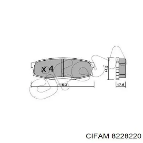 Задние тормозные колодки 8228220 Cifam