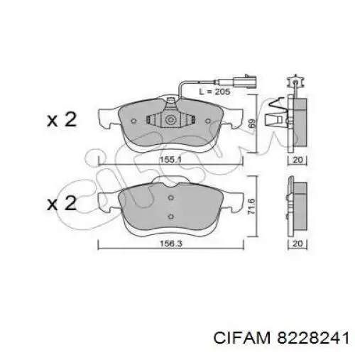 822-824-1 Cifam колодки тормозные передние дисковые
