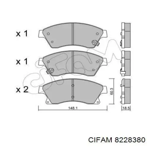 Передние тормозные колодки 8228380 Cifam