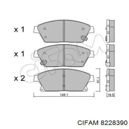 Передние тормозные колодки 8228390 Cifam