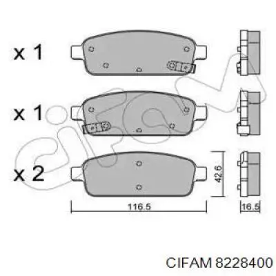 Задние тормозные колодки 8228400 Cifam