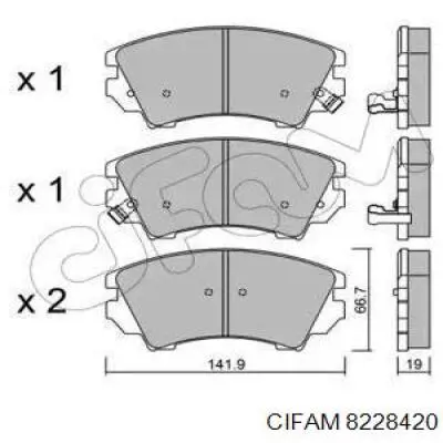 Передние тормозные колодки 8228420 Cifam