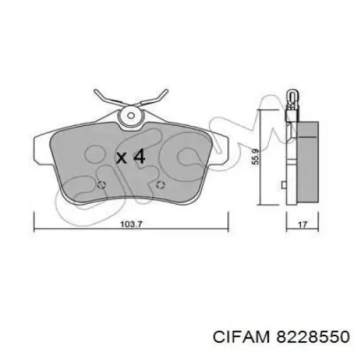 Pastillas de freno traseras 8228550 Cifam