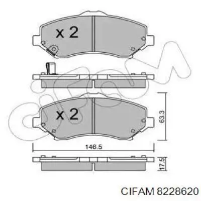 Передние тормозные колодки 8228620 Cifam