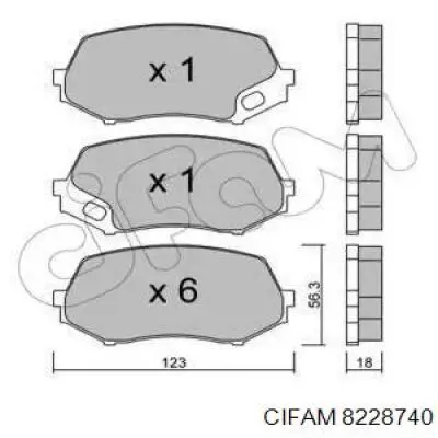 8228740 Cifam колодки тормозные передние дисковые
