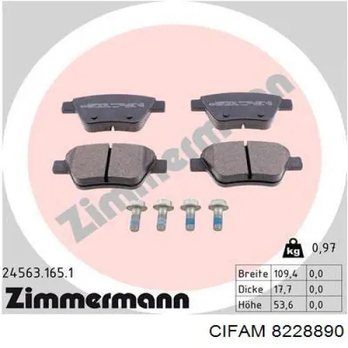 Задние дисковые колодки Cifam 8228890
