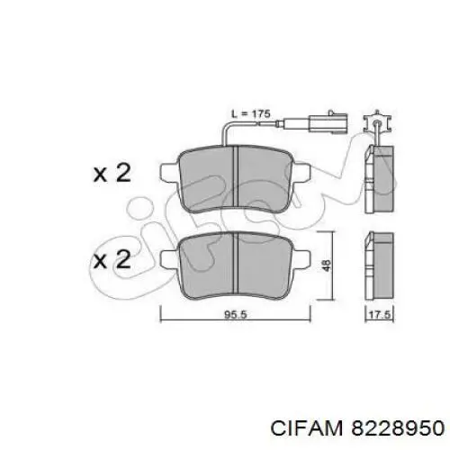 Задние тормозные колодки 8228950 Cifam