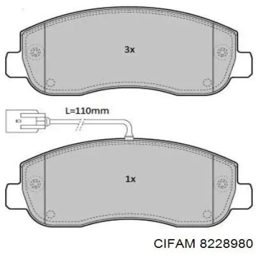 Передние тормозные колодки 8228980 Cifam