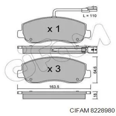 Передние тормозные колодки 8228980 Cifam