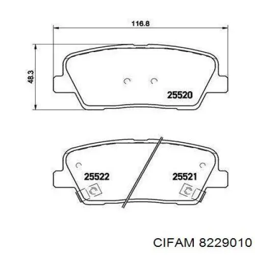 Задние дисковые колодки Cifam 8229010