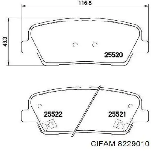 Купить 8229010 Cifam Колодки тормозные задние, дисковые
