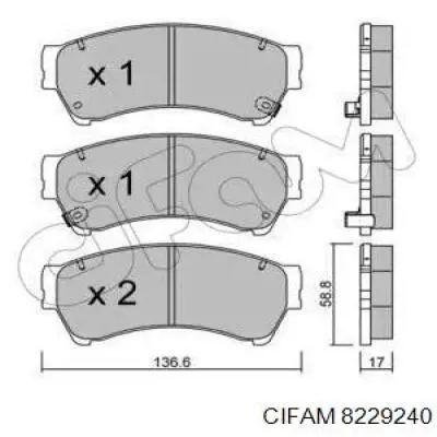 Задние тормозные колодки 8229240 Cifam