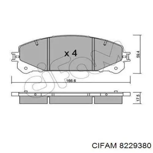 Передние тормозные колодки 8229380 Cifam