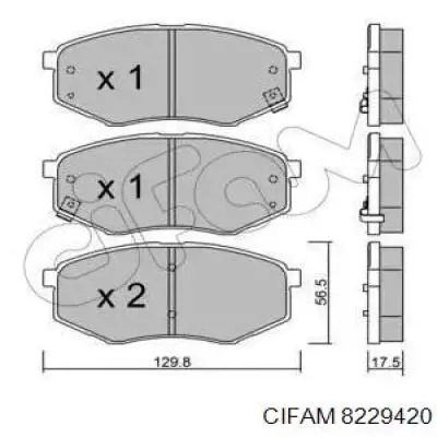 Передние тормозные колодки 8229420 Cifam