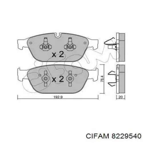 Передние тормозные колодки 8229540 Cifam