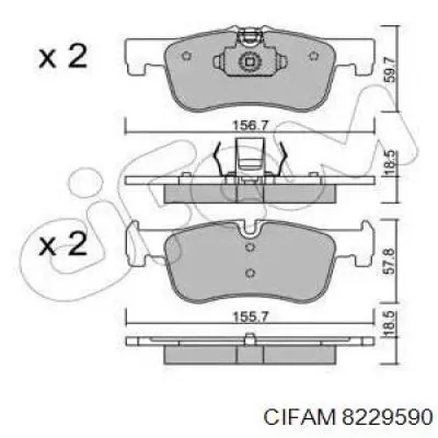 Передние тормозные колодки 8229590 Cifam