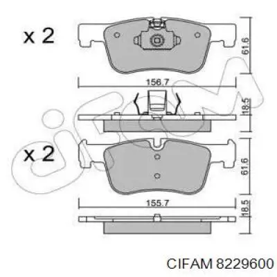 Передние тормозные колодки 8229600 Cifam