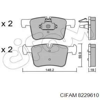 Передние тормозные колодки 8229610 Cifam