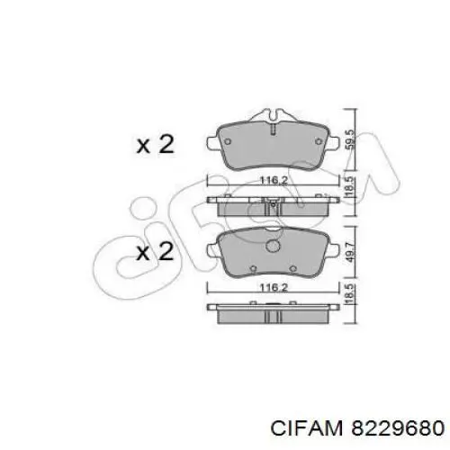 Задние тормозные колодки 8229680 Cifam