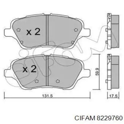 Передние тормозные колодки 8229760 Cifam