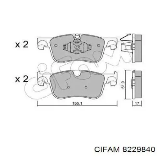 Передние тормозные колодки 8229840 Cifam