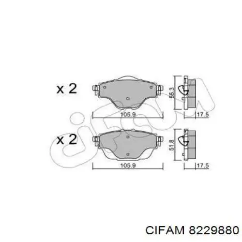 Задние тормозные колодки 8229880 Cifam