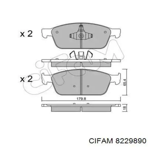 Передние тормозные колодки 8229890 Cifam