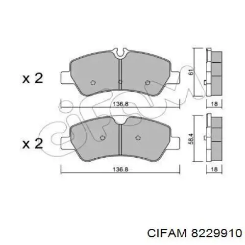 Задние тормозные колодки 8229910 Cifam