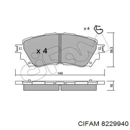 Передние тормозные колодки 8229940 Cifam