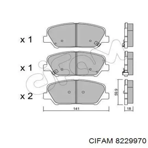 Передние тормозные колодки 8229970 Cifam