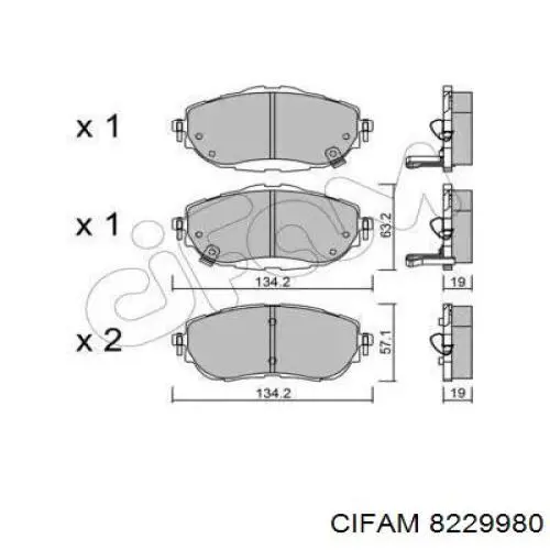 Передние тормозные колодки 8229980 Cifam