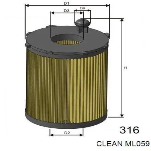 Filtro de aceite ML059 Clean