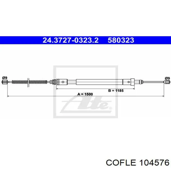 Трос стояночного тормоза задний правый Cofle 104576 цена, от 8.13 USD