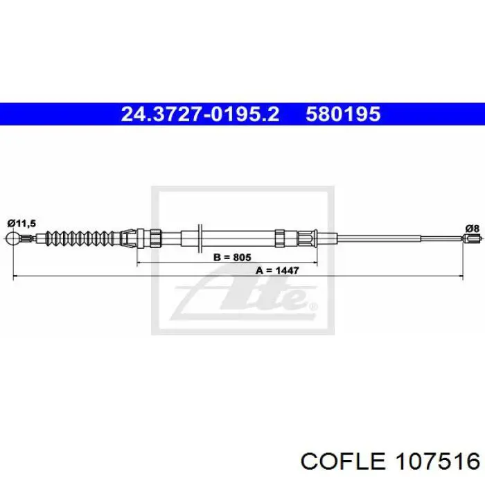 Задний трос ручника 107516 Cofle