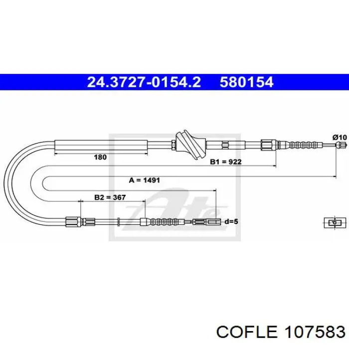 107583 Cofle cabo traseiro direito/esquerdo do freio de estacionamento