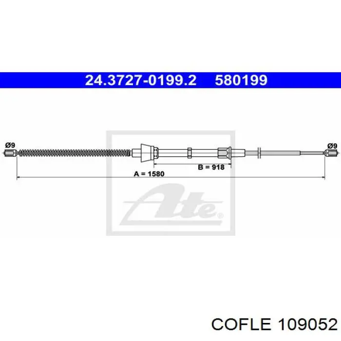 109052 Cofle cabo traseiro direito/esquerdo do freio de estacionamento