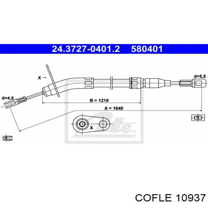 10937 Cofle cabo do freio de estacionamento traseiro esquerdo