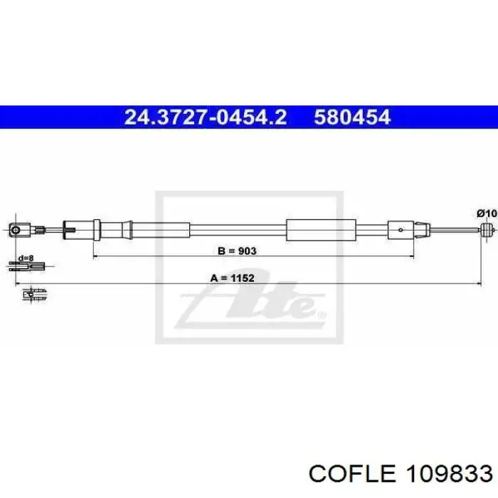 LABR1735 Starline Трос стояночного тормоза передний