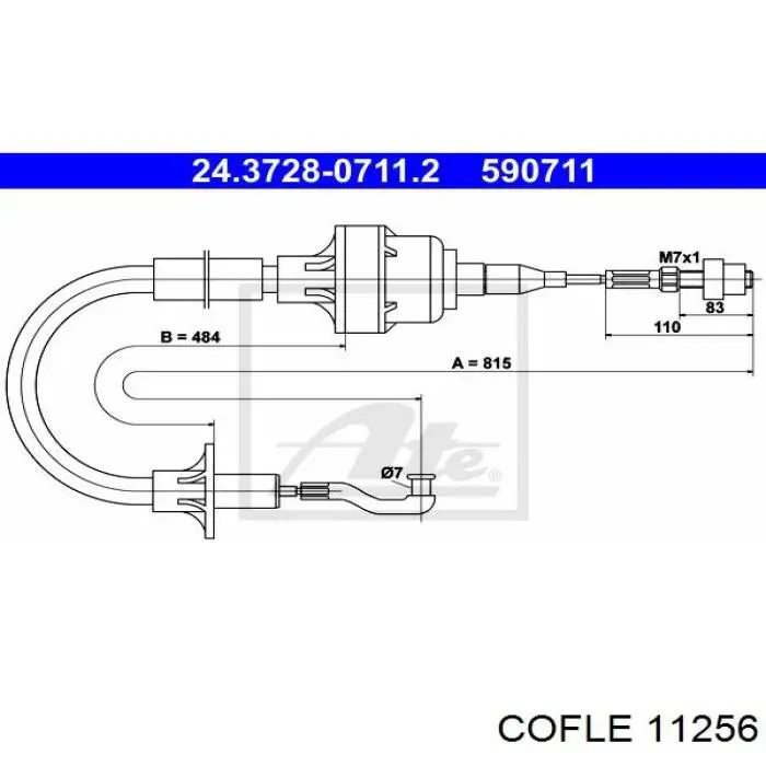 Трос сцепления 11256 Cofle