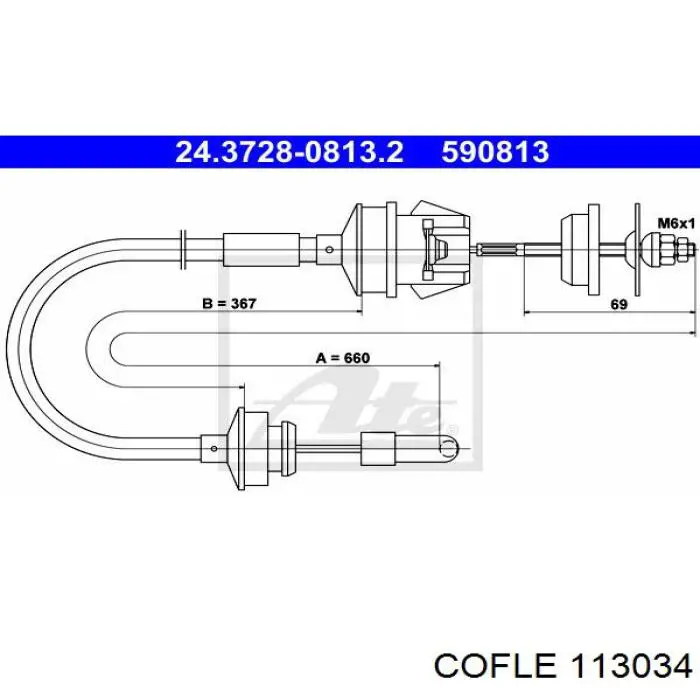 Трос сцепления 113034 Cofle