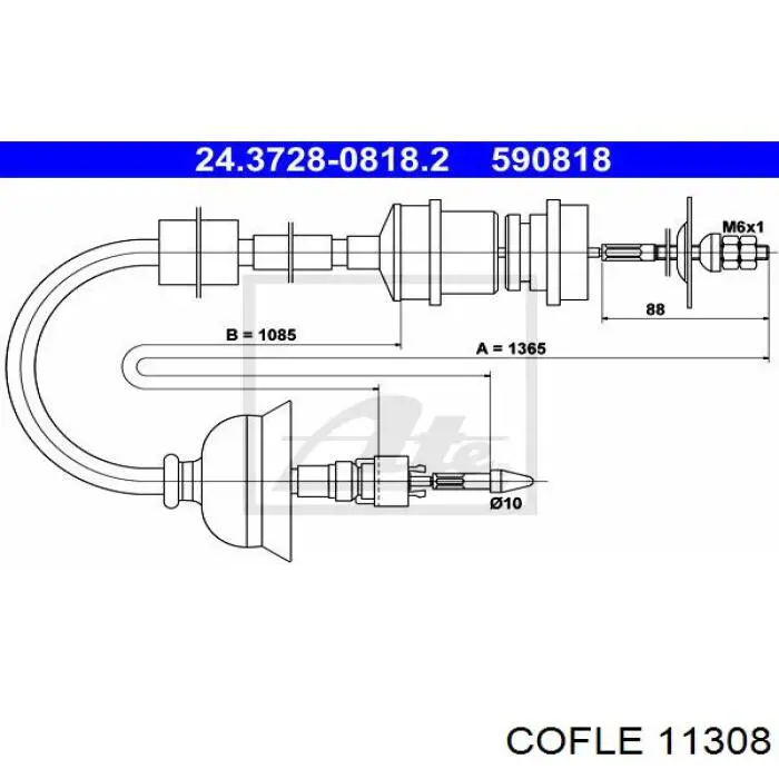 Трос сцепления 11308 Cofle