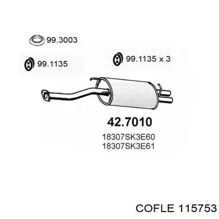 Трос ручника 115753 Cofle