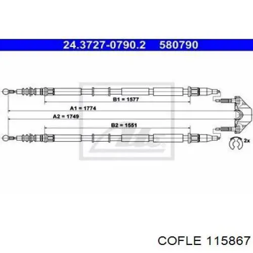 Задний трос ручника Cofle 115867 цена, от 34.61 USD