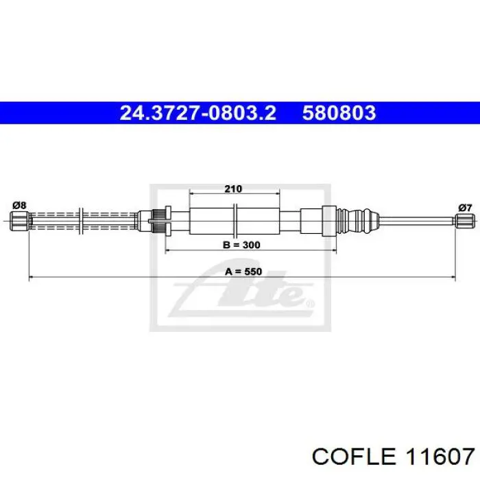 11607 Cofle трос ручного тормоза задний правый