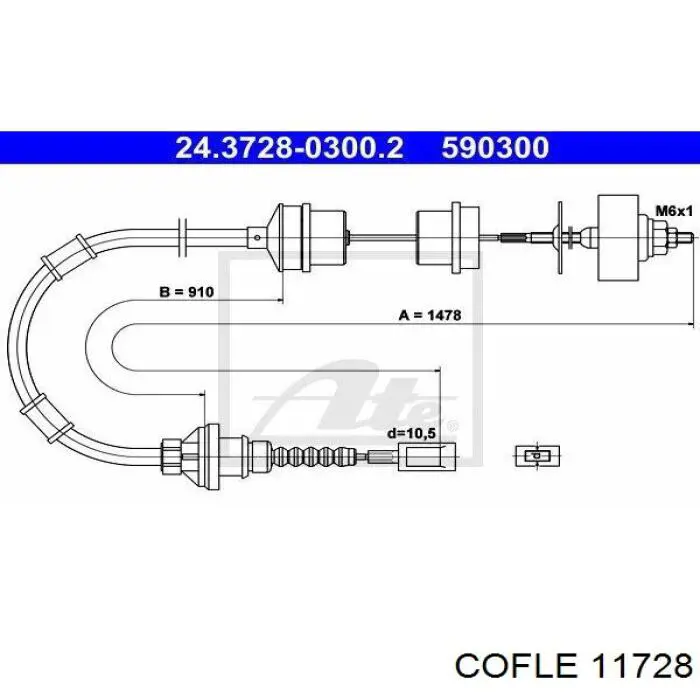 Трос сцепления 11728 Cofle